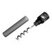 A translucent smoke-colored plastic pocket corkscrew with a removable cover.