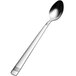 A close-up of a Bon Chef stainless steel iced tea spoon with a silver handle.