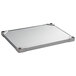 A silver rectangular Metro flat galvanized shelf.