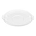 A white flat round trash can lid designed for a 44-gallon container.