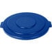 A blue plastic lid with a circle.