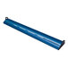 A blue curved metal tube with black handles and holes.