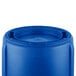 A blue Rubbermaid Brute recycling can with a lid.