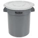 A grey Continental Huskee round trash can with a grey lid.