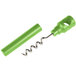 A green Franmara plastic pocket corkscrew with a silver spiral.