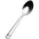 A Bon Chef stainless steel soup/dessert spoon with an 18/10 stainless steel handle.
