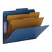 A Smead SafeSHIELD classification folder with blue and brown folders.
