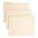 Three Smead letter size file folders with reinforced tabs in three different colors.