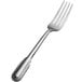 A close-up of a Bon Chef stainless steel dinner fork with a silver handle.