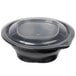 A black plastic Fabri-Kal SideKicks container with a clear lid.