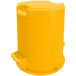 A yellow Carlisle Bronco trash can with a lid.