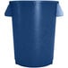 A blue plastic container with two handles and a lid.