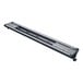 A long metal bar with a metal frame and a curved rectangular track with lights.