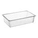 A clear plastic colander pan by Cambro.