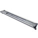 A long rectangular metal light fixture with lights inside.