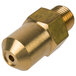 A close-up of a brass Cooking Performance Group 2.00mm burner orifice with a hole.