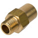 A close-up of a brass Cooking Performance Group 2.00mm burner orifice fitting.