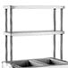 A stainless steel Eagle Group double deck overshelving unit with two shelves on it.