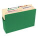 A green Smead file pocket with several tabs.