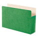 A green Smead file pocket with a white tab.