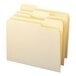 A close-up of a Smead file folder with 1/3 cut tabs in four different colors.