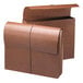A redrope file folder with a flap and cord closure.