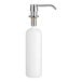 A white bottle of Lavex Stainless Steel Under Counter Liquid Soap Dispenser with a silver top.