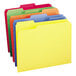 A row of Smead letter size file folders in assorted colors with 1/3 cut tabs.