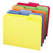 A stack of Smead letter size file folders with 1/3 cut assorted tabs in assorted colors.