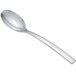 A silver Chef & Sommelier stainless steel spoon with a white handle.