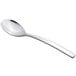 A close-up of a Chef & Sommelier stainless steel teaspoon with a silver handle.