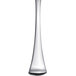 A clear glass vase with a long neck.