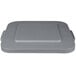 A Rubbermaid grey plastic square lid for a Brute container.