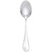 A silver spoon with a white background.