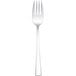 An Arcoroc stainless steel salad fork with a black tip on a white background.