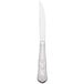 A Libbey stainless steel steak knife with a fluted silver handle.