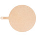 A round Epicurean wood pizza peel with a handle.