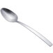 An Arcoroc stainless steel demitasse spoon with a silver handle.