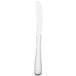 A silver knife with a white handle.