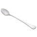 A Libbey stainless steel iced tea spoon with a silver handle on a white background.