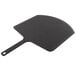 An Epicurean black Richlite pizza paddle with a handle.