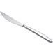 An Arcoroc stainless steel dinner knife with a silver handle.