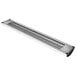 A long white granite Hatco curved infrared food warmer with a long silver and black light.