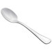 A Libbey stainless steel demitasse spoon with a silver handle.