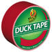 A roll of red Duck Tape with white text.