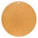 A close-up of an Epicurean Richlite wood round pizza board with a hole in the middle.
