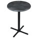 A black round Holland Bar Stool table with a black steel base.