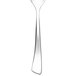 A stainless steel demitasse spoon with a silver handle.