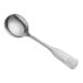 An Acopa stainless steel bouillon spoon with a handle.