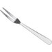 A silver fork with a white background.